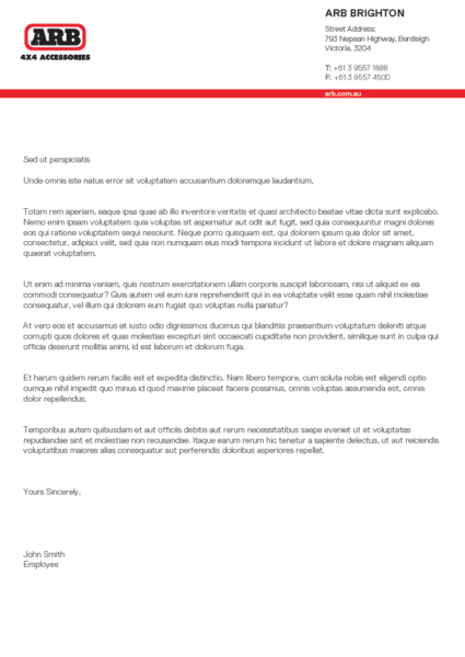 ARB Brighton Editable And Printable Letterhead