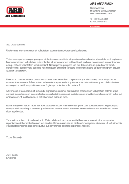 ARB Artarmon Editable And Printable Letterhead