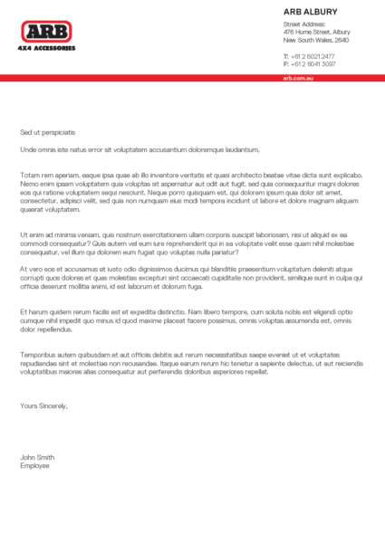 ARB Albury Editable And Printable Letterhead