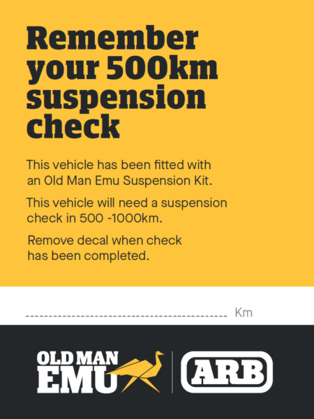 500km OME Suspension Check Sticker (Pack of 50)