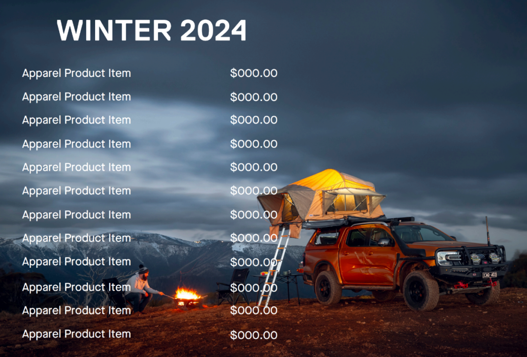 Winter Apparel Range 2024 – Editable Ticket